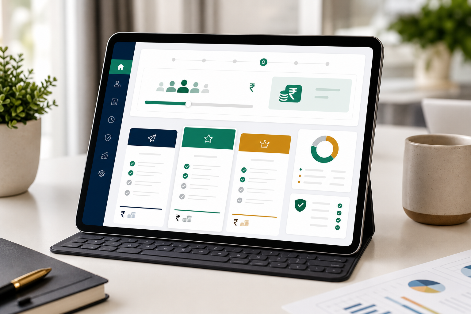 Payroll pricing calculator dashboard with employee count planning